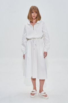 Платье на каждый день свободного кроя с кулисой и вставками Mixan 5069 - фото 1