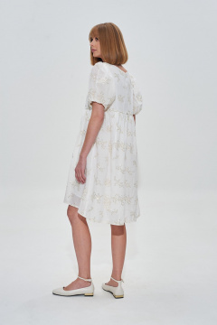 Платье из хлопка с вышивкой и пайетками, свободный силуэт Mixan 5071 - фото 4