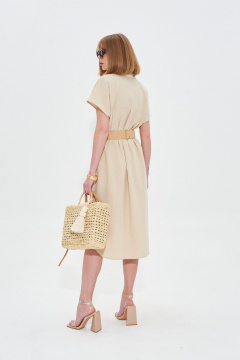 Платье из льняной ткани с поясом и Crush-эффектом Mixan 5072 - фото 5