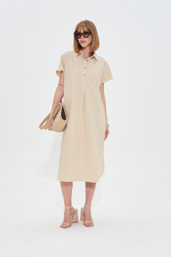 Платье из льняной ткани с поясом и Crush-эффектом Mixan 5072 - фото 2