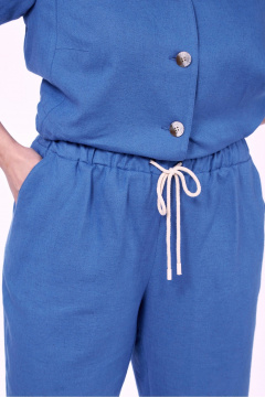 Синий костюм пиджак и брюки из леновой ткани БагираАнТа 939 василек - фото 4