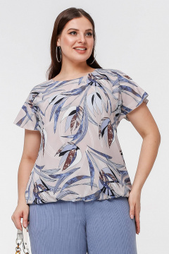 Блуза с рукавом крылышко и нагрудными вытачками La rouge 6263 лиловый-(цветы) - фото 1