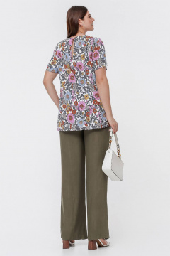 Блуза и майка в мультиколоре из штапеля La rouge 6273 цветы-набивной - фото 5