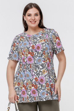 Блуза и майка в мультиколоре из штапеля La rouge 6273 цветы-набивной - фото 1