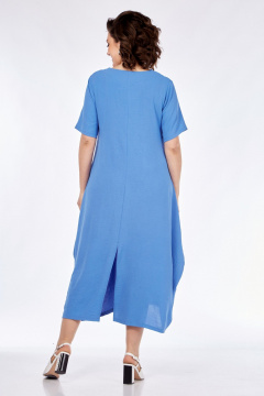 Платье летнее приталенное с разрезом на спине и нагрудными карманами Диомант 1960 голубой - фото 5