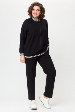 Демисезонный женский комплект брюки и свитшот из трикотажа STEFANY 2076 черный - фото 4