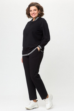 Демисезонный женский комплект брюки и свитшот из трикотажа STEFANY 2076 черный - фото 3