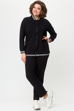 Демисезонный женский комплект брюки и свитшот из трикотажа STEFANY 2076 черный - фото 2