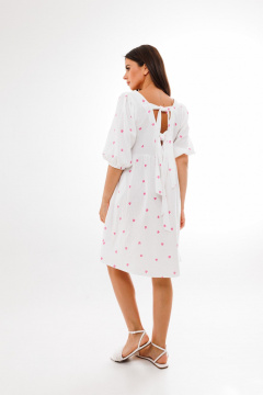 Легкое летнее платье из муслина с завязками и глубоким спинным вырезом Anelli 1295 розовые_сердечки - фото 5