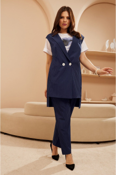 Капсульный комплект: блуза, брюки и жилет с принтом и разрезами Lissana 4909 - фото 3