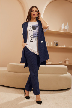 Капсульный комплект: блуза, брюки и жилет с принтом и разрезами Lissana 4909 - фото 1
