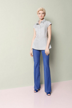 Блузка полуприлегающего силуэта с баской и воротом-стойкой AG Green G072/3 - фото 1