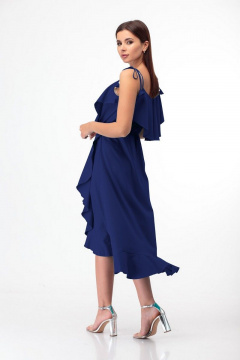 Летнее платье с запахом и воланом, регулируемыми бретелями Anelli 726 сапфир - фото 5
