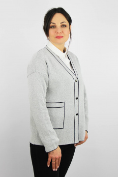 Жакет серого цвета из трикотажа с длинным рукавом Полесье С2757-22 3С3065-Д43 158,164 св.серый - фото 2