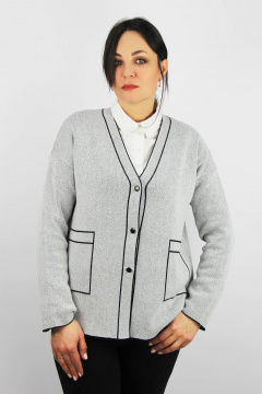 Жакет серого цвета из трикотажа с длинным рукавом Полесье С2757-22 3С3065-Д43 158,164 св.серый - фото 1