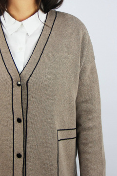 Жакет бежевый вязаный с спущенным плечом и карманами Полесье С2757-22 3С3065-Д43 170,176 св.дюна - фото 3