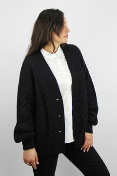 Жакет черный из трикотажа с длинным рукавом и борта Полесье С2761-22 3С8779-Д43 170,176 черный - фото 2