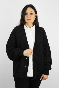 Жакет черный из трикотажа с длинным рукавом и борта Полесье С2761-22 3С8779-Д43 170,176 черный - фото 1