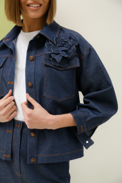 Джинсовый костюм жакет и юбка свободного силуэта PUR PUR 11-286/1 синий - фото 4