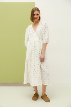 Летнее белое платье на запах с сборками PUR PUR 11-079/5 - фото 2