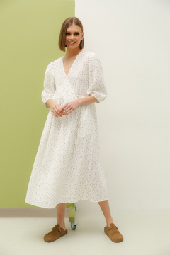 Летнее белое платье на запах с сборками PUR PUR 11-079/4 - фото 1