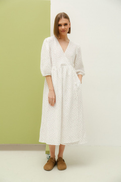 Летнее белое платье на запах с сборками PUR PUR 11-079/4 - фото 3