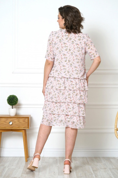 Платье прямого силуэта с воланами и резинкой на подкладке Alani Collection 2089 роза - фото 3