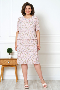 Платье прямого силуэта с воланами и резинкой на подкладке Alani Collection 2089 роза - фото 2