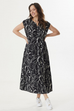 Летнее платье полуприлегающее из вискозы с карманами и застежкой Магия моды 2421 черный-белый - фото 5