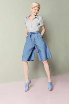 Блузка с накладными карманами и кантом из хлопка AG Green G073/3 - фото 1