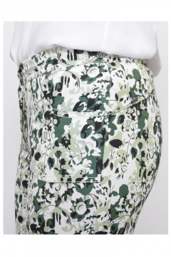 Брюки зауженные 7/8 из джинса с эластиком Mirolia 205-2 зелёный узор - фото 4
