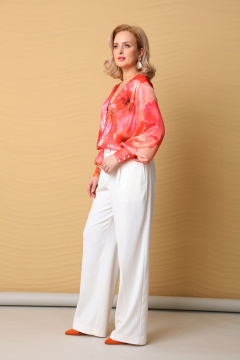 Демисезонный комплект из изящной блузы и широких брюк LM БК4016 - фото 2