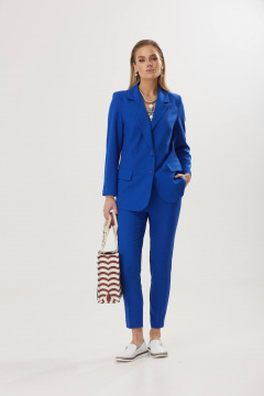 Демисезонный текстильный деловой жакет с застежкой на две петли Твой имидж 1661 синий - фото 2