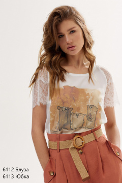 Блуза из французского крепа с регланом и принтом NiV NiV fashion 6112 - фото 4