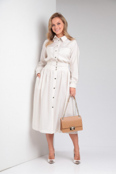 Костюм из вискозы с юбкой и блузой в стиле casual Takka Plus 23-182 жемчуг - фото 2