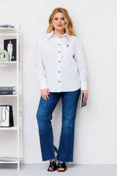 Блуза полуприлегающего силуэта из хлопка с авторским принтом BRELA 2344 белый - фото 3