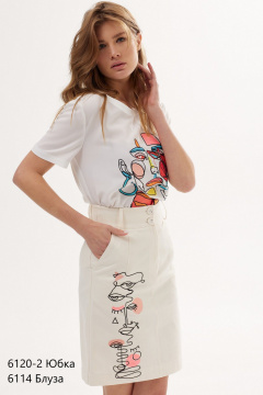 Летняя юбка из хлопка с вышивкой и поясом NiV NiV fashion 6120-2 - фото 4