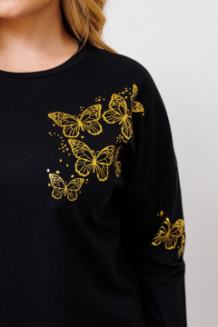 Трикотажный джемпер с летящей бабочкой из трикотажа BRELA 2326 бабочки_черный - фото 5