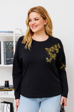 Трикотажный джемпер с летящей бабочкой из трикотажа BRELA 2326 бабочки_черный - фото 4