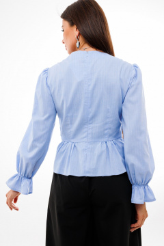 Блуза с фигурной линией талии и манжетами Anelli 1411 голубой - фото 4