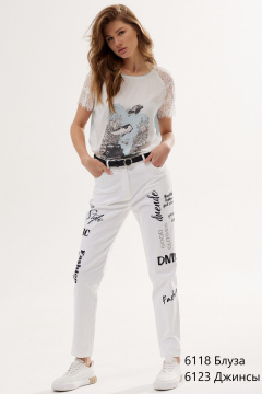 Джинсы с вышивкой на средней посадке NiV NiV fashion 6123 - фото 4