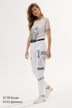 Джинсы с вышивкой на средней посадке NiV NiV fashion 6123 - фото 3