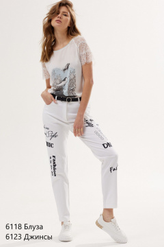 Джинсы с вышивкой на средней посадке NiV NiV fashion 6123 - фото 1
