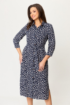 Платье на каждый день из текстиля, длина 121 см DaLi 5678А синее_с_ белым - фото 2