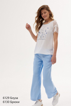 Летние брюки прямого кроя из текстиля с резинкой NiV NiV fashion 6130 - фото 3