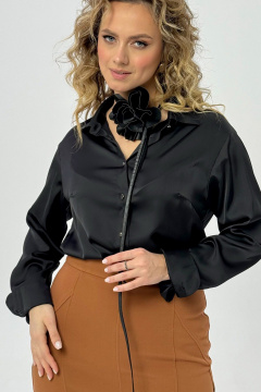 Ручная брошь цветок с перьями, универсальное украшение Condra 19016 черный - фото 2