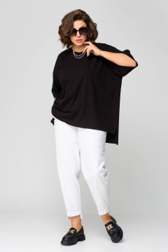 Летняя футболка oversize из хлопка, свободный крой Bliss 179 черный - фото 5