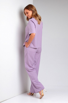 Брюки и жакет свободного кроя из ленового текстиля для демисезона Liona Style 857 лаванда - фото 2