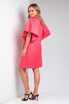 Платье с объемными рукавами и расклешенной нижней частью из текстиля Liona Style 870 коралл - фото 4