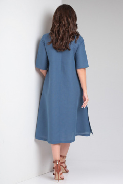 А-образное льняное платье с карманами и застежкой Celentano lite 5026.1 синий - фото 4